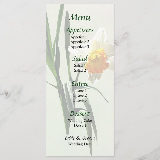Daffodil The Bow Wedding Menu Menükarte (Vorderseite)