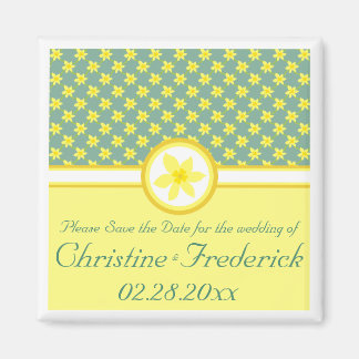 Daffodil Wedding, Quadrat speichern Sie das Datum  Magnet