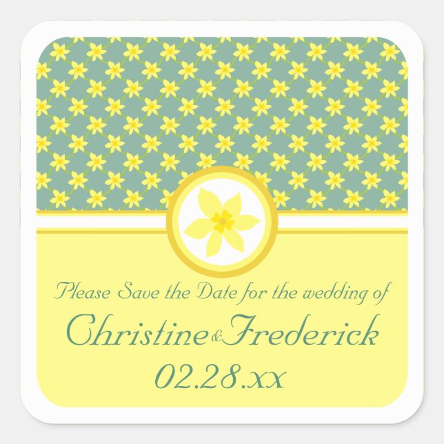 Daffodil Wedding, Save the Date Aufkleber (Vorderseite)