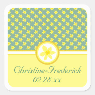 Daffodil Wedding, Souveniraufkleber Quadratischer Aufkleber