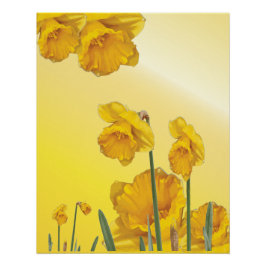 Daffodil Yellow Narcissus Retro Vintag Poster