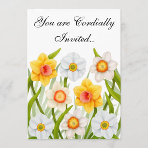 Daffodiles de printemps Invitation de fête d'anniv