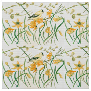 Daffodiles et Goldfinches Tissu