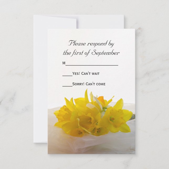 Daffodiles jaunes sur la carte RSVP de mariage pri (Devant)