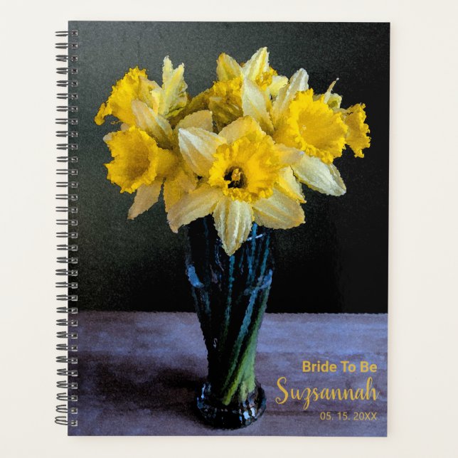 Daffodiles Vibrant Personnalisé Vase Mariage de vi (Devant)