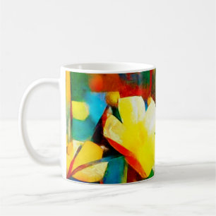 Daffodils. Abstract floral composition in a cubist Kaffeetasse