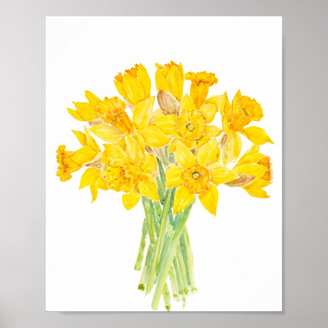 Daffodils Bouquet Aquarell Malposter Poster (Vorne)