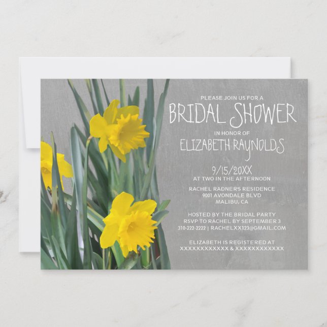 Daffodils Bridal Dusche Einladungen (Vorderseite)
