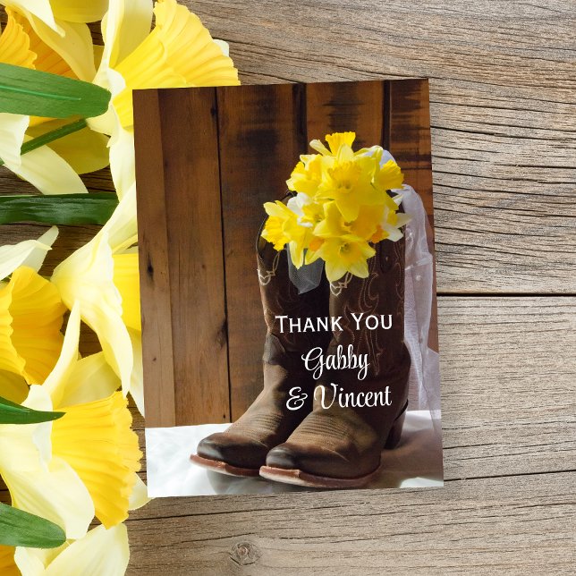 Daffodils Cowboy Boots Western Wedding Vielen Dank Dankeskarte (Von Creator hochgeladen)