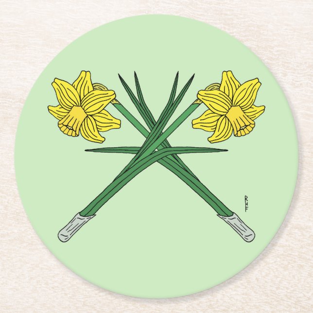 Daffodils Crossed Runder Pappuntersetzer (Vorderseite)