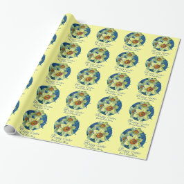 Daffodils feine Art blaugelbe Osterverpackung Geschenkpapier