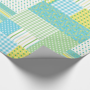 Daffodils Imitate Patchwork Polkas Karos Florals Geschenkpapier