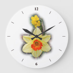Daffodils in the Woods Große Wanduhr