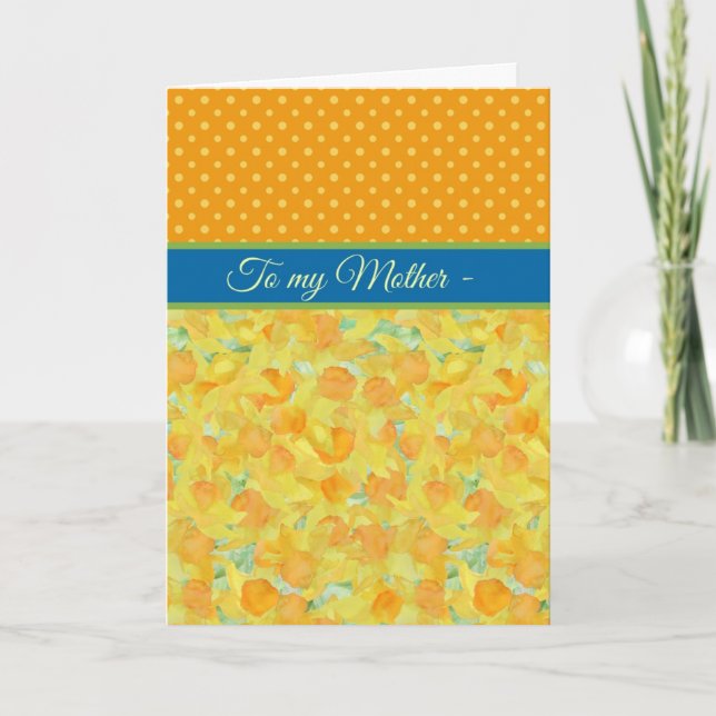 Daffodils, mars carte d'anniversaire, pour mère (Devant)