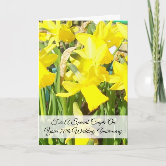 Daffodils Personalisiert 70. Hochzeitstag Karte (Vorderseite)