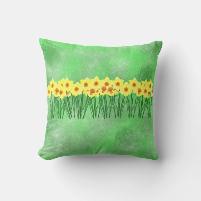 Daffodils Throw Kissen Für Draußen (Vorderseite)