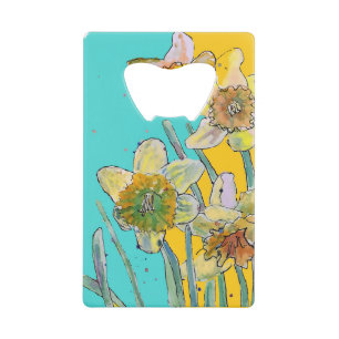 Daffodin Blume Wasserfarben Türkis Blumen Geldbeutel Flaschenöffner