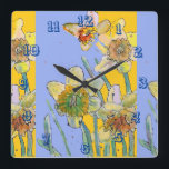 Daffodin Watercolor Womans Gelbe Lila Kunst Quadratische Wanduhr<br><div class="desc">Gelbe Daffodil und Lila Wasserfarbe Frauen Büro Uhr. Entworfen aus meiner ursprünglichen Aquarellkunst.</div>