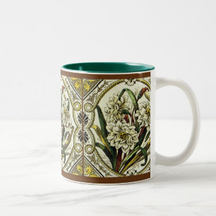 Daffodique Antique Floral Faux Tile Café Mug