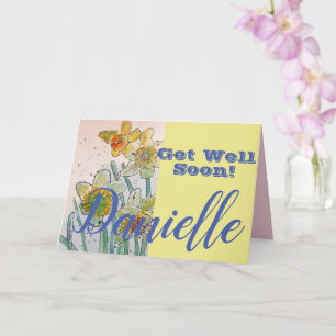 Daffodique Fleur Se Bien Bientôt Femme Carte Nom