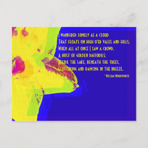 Daffodique jaune ; Carte postale William Wordswort