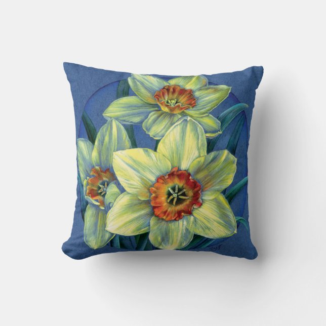 Daffodiques art carré coussin (Recto)
