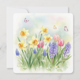 Daffodiques, Tulipes, Hyacinthes, Carte Papillons