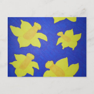 Daffodis Pop Art Blue Postkarte