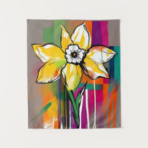 Daffodische Blume Abstrakt Art Blumenkohl Wandteppich