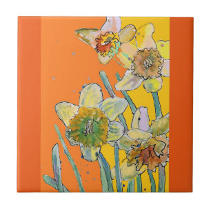 Daffodische Blume Floral Orange Gelb Fliese