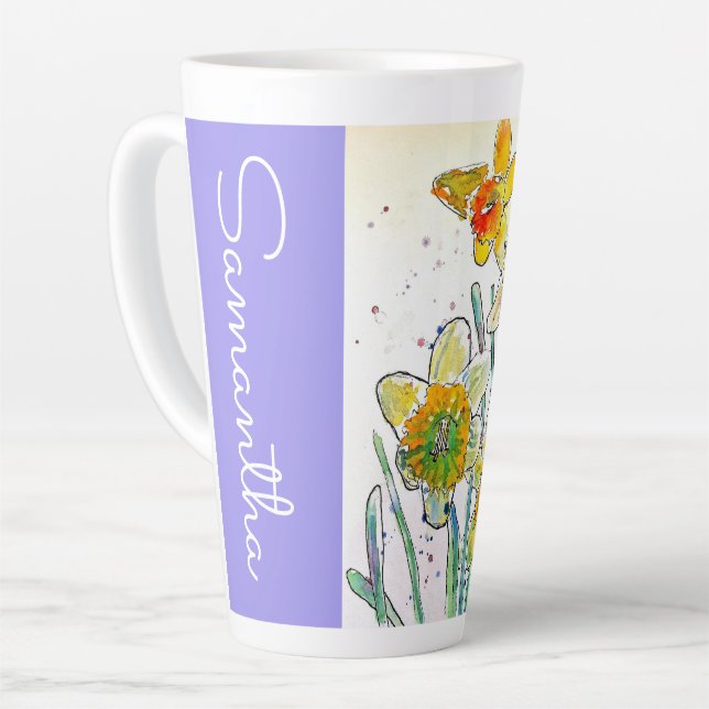 Daffodische Blume Floral Wasserfarbe Frauen Name Milchtasse (Linke Ecke)