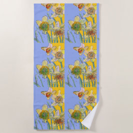 Daffodische Blume Floral Wasserfarbe Lila Lilac Strandtuch