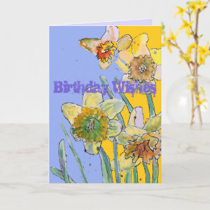 Daffodische Blume Wasserfarben Gelbe Frühling Kuns Karte