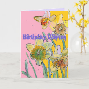 Daffodische Blume Wasserfarben Gelbe Frühling Kuns Karte
