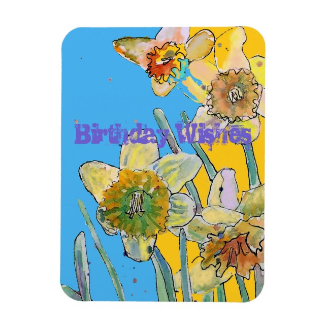 Daffodische Blume Wasserfarben Gelbe Frühling Kuns Magnet (Vertikal)