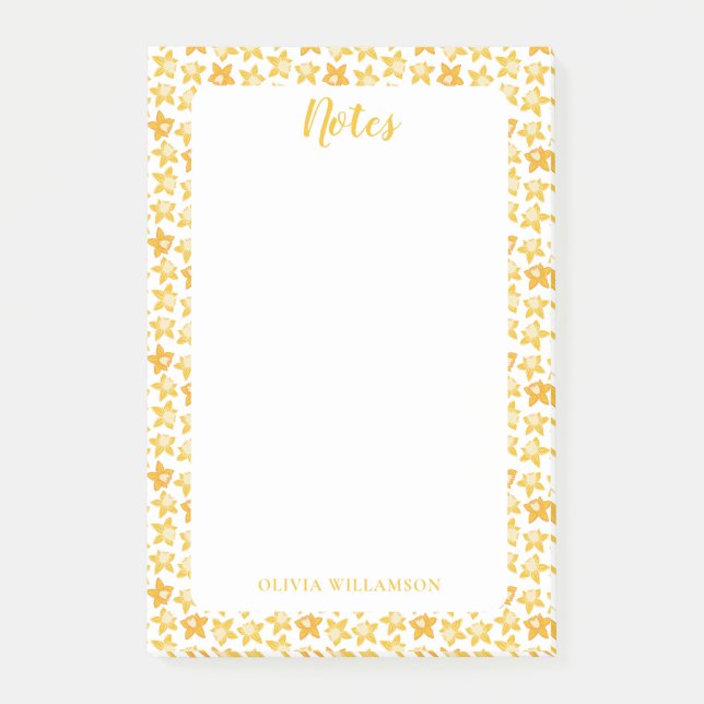 Daffodisches Federmuster zu Notizen (Vorderseite)