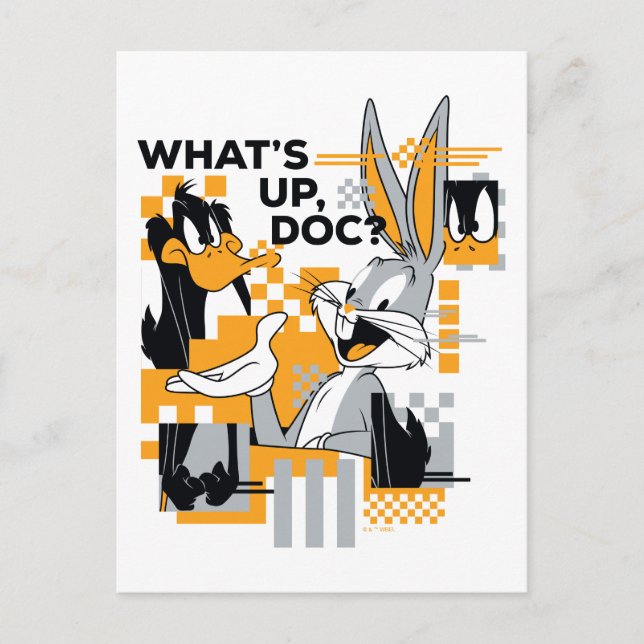 DAFFY DUCK™ & BUGS BUNNY™ Glitch Postkarte (Vorderseite)