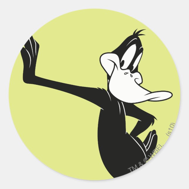 DAFFY DUCK™, das gegen eine Wand gelenkt wird Runder Aufkleber (Vorderseite)
