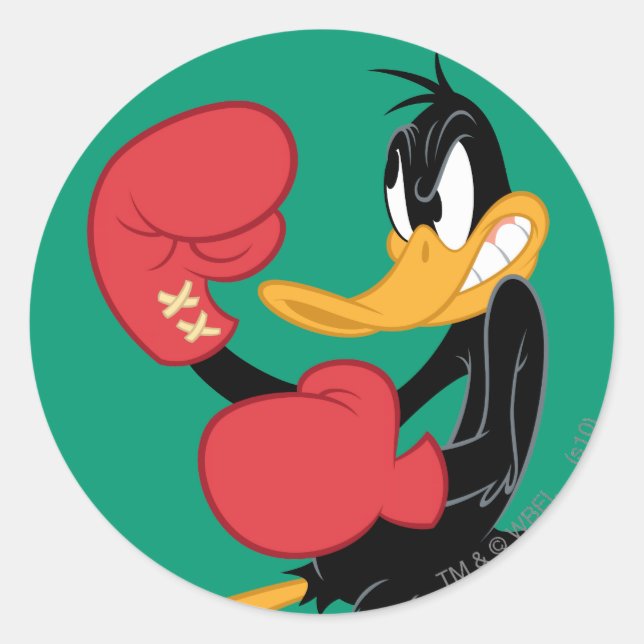 DAFFY DUCK™ der Boxer Runder Aufkleber (Vorderseite)