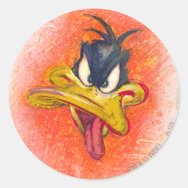 DAFFY DUCK™ in Orange Runder Aufkleber (Vorderseite)
