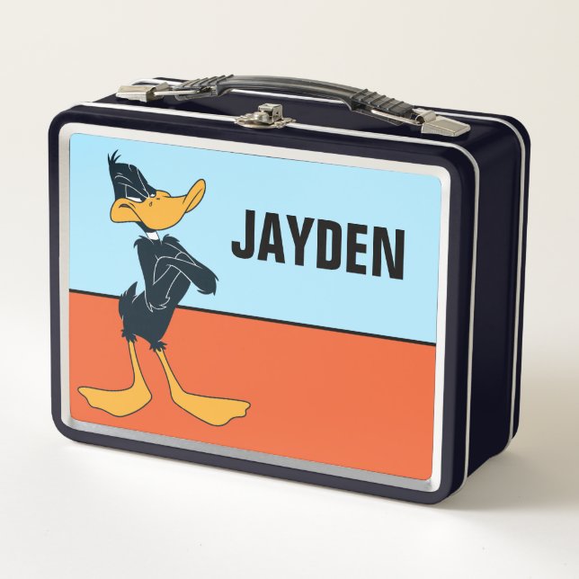 DAFFY DUCK™ mit überquerten Waffen | Name hinzufüg Metall Brotdose (Vorderseite)