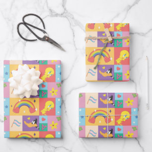 DAFFY DUCK™ & TWEETY™ - Pride-Muster Geschenkpapier Set