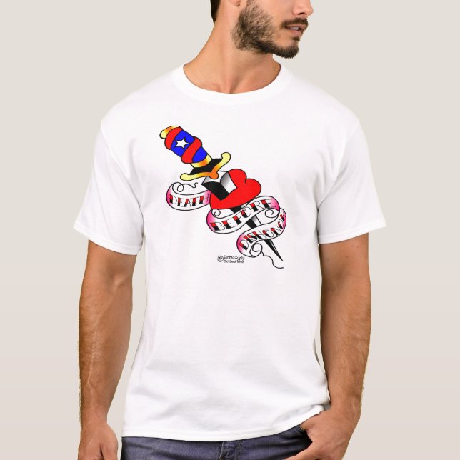 Dagger Thru Herztod vor Dishonorieren Tattoo T-Shirt (Vorderseite)
