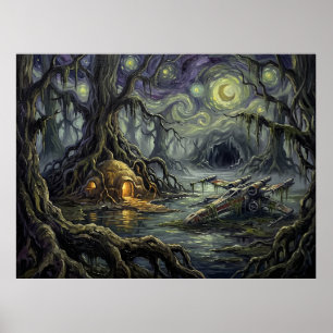 Dagobah Sternennacht Sci-Fi-Landschaft Poster