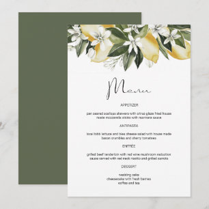 DAHLIA Aquarelle Citron Citrus Fruit Floral Menu