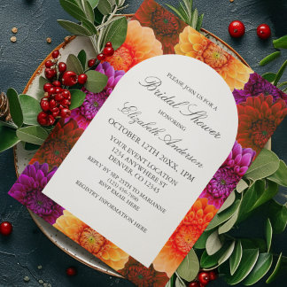Dahlia Autumn Floral Brautparty Einladung