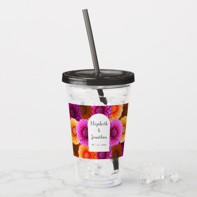 Dahlia Autumn Floral Wedding Acryltrinkbecher (Vorderseite Ice)