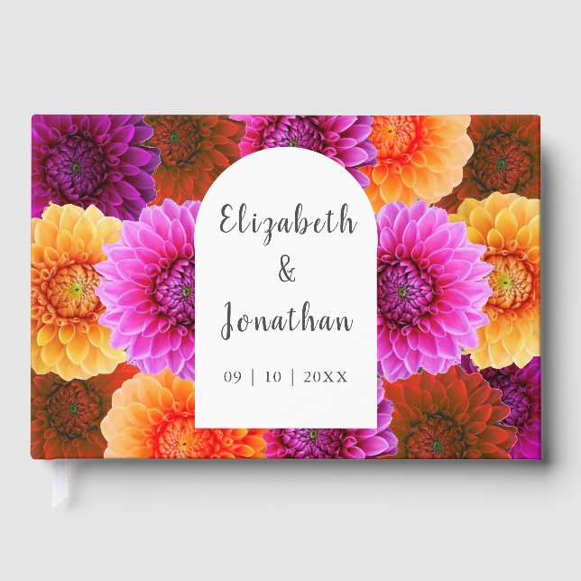 Dahlia Autumn Floral Wedding Gästebuch (Vorderseite)