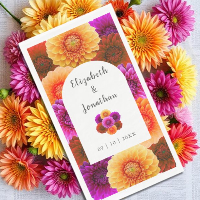 Dahlia Autumn Floral Wedding Serviette (Von Creator hochgeladen)