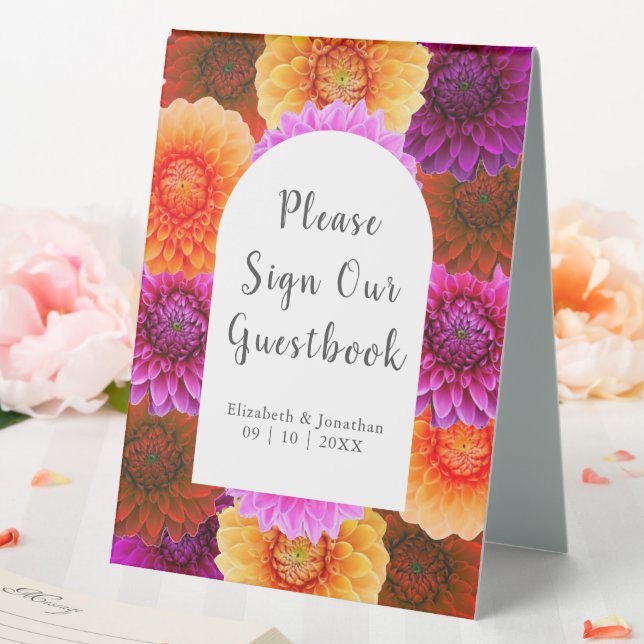Dahlia Autumn Floral Wedding Tischaufsteller (In Situ (Hochzeit))